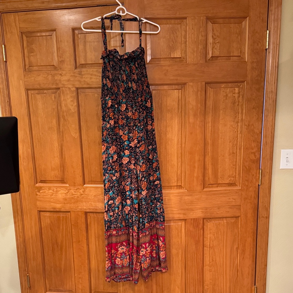 NATURAL LIFE Floral Jumpsuit in Black and Red